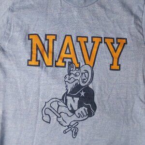 Vintage 80s Navy Goats College T-Shirt
